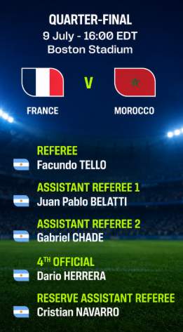 France V Morocco match Referees list