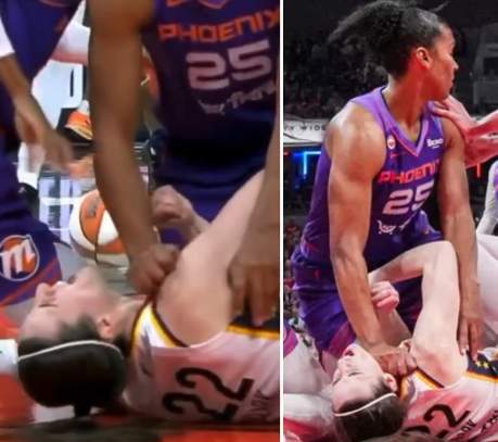 Alyssa Thomas fist to the throat area of Indiana Fever guard Caitlin Clark