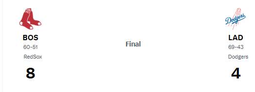 Boston Red Sox defeated the Los Angeles Dodgers 8-4