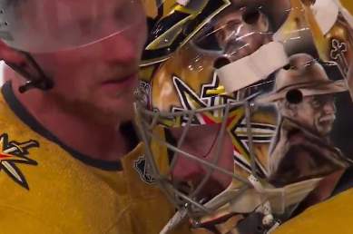 Carter Hart in sad mood after the loss