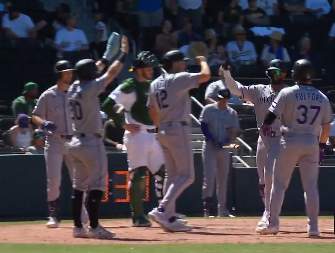 Colorado Rockies players celebrating win
