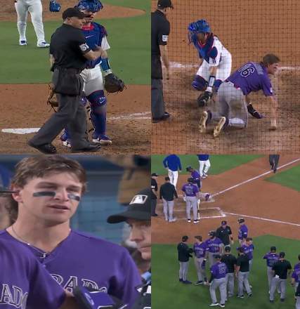 Dalton Rushing and Cole Carigg Exchange Words After a Play at the Plate