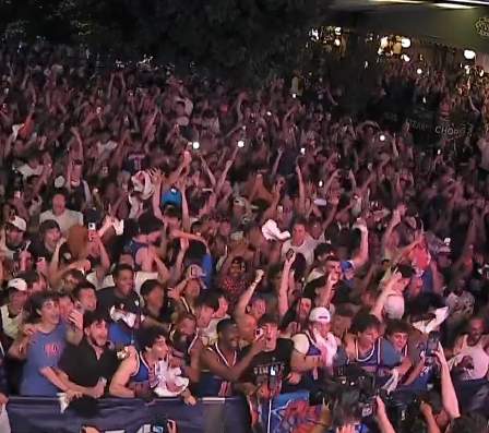 Knicks fans celebrate NBA championship win