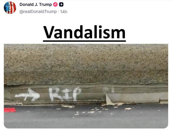 President Trump Posts Photos Claiming Reflecting Pool Vandalism