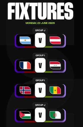 World Cup Matches Schedule June 22